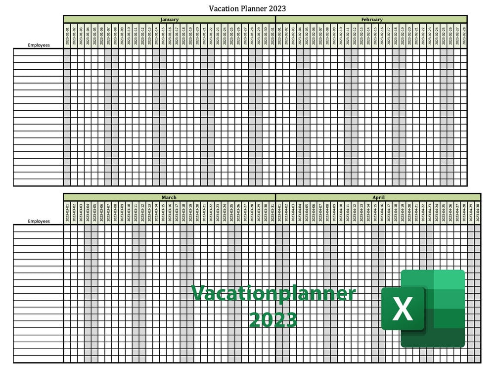 free employee vacation calendar template 2023