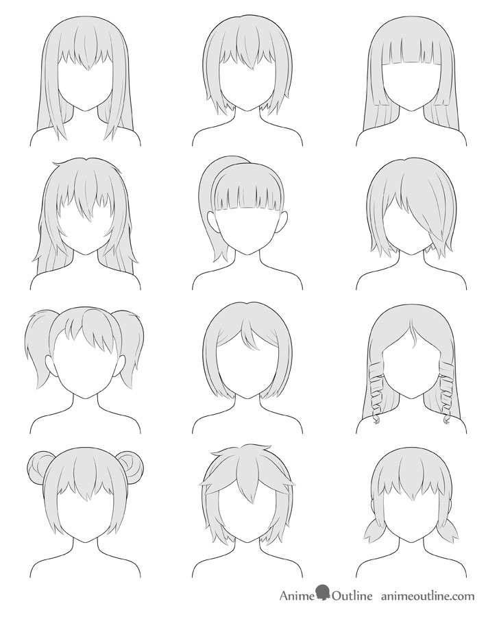 anime hair drawings