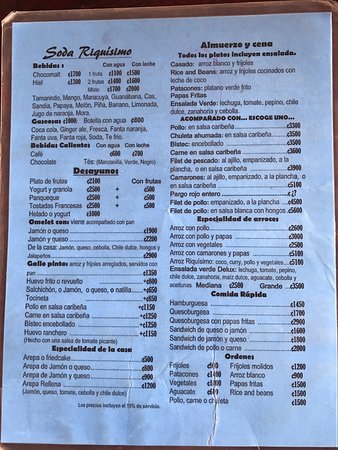 puerto riquísimo menu