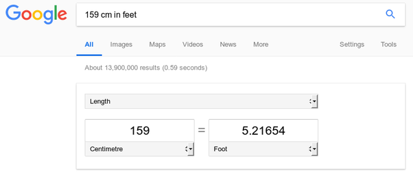 convert 160 cm to ft