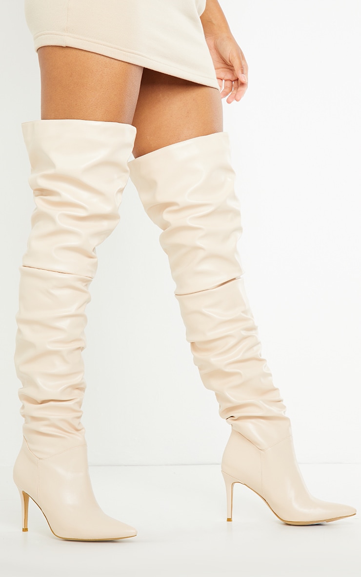 mid heel thigh high boots