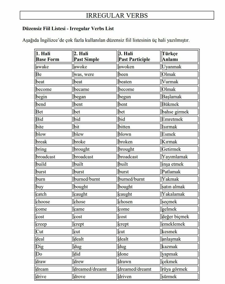 irregular verbs 3 hali