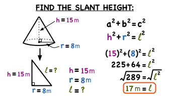 calculate the slant height for the given cone