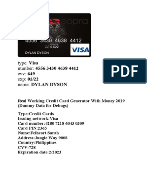 fake credit card numbers that work in philippines