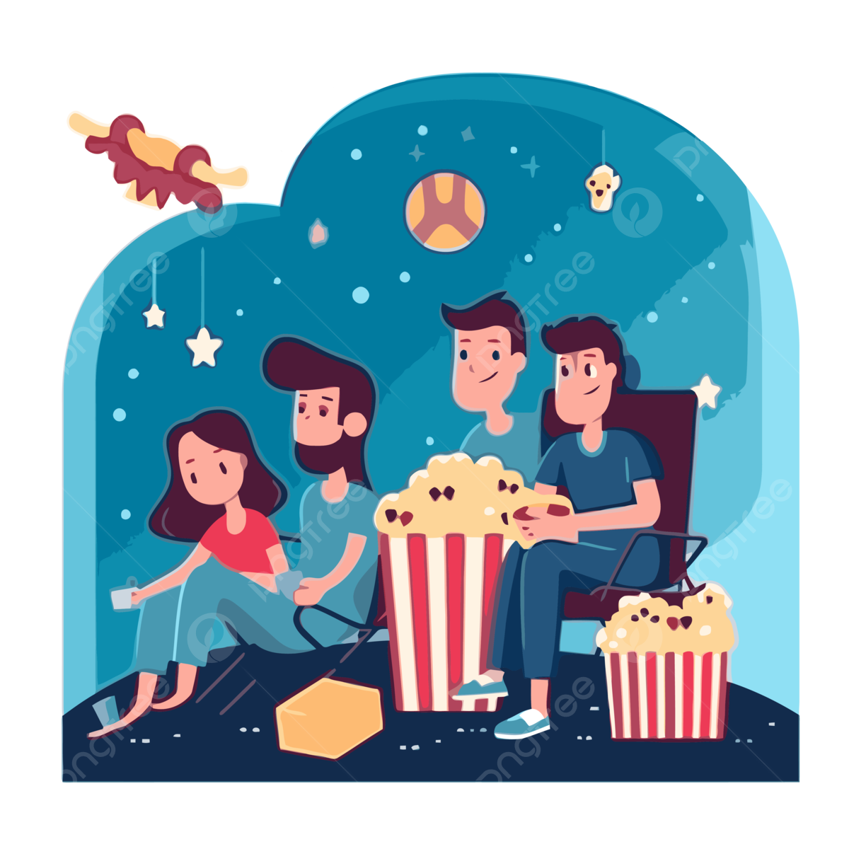 family movie night clipart