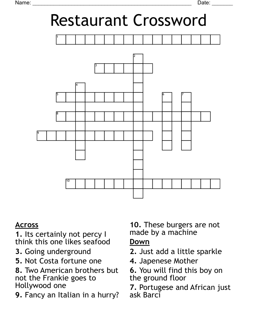 fancy restaurant service crossword