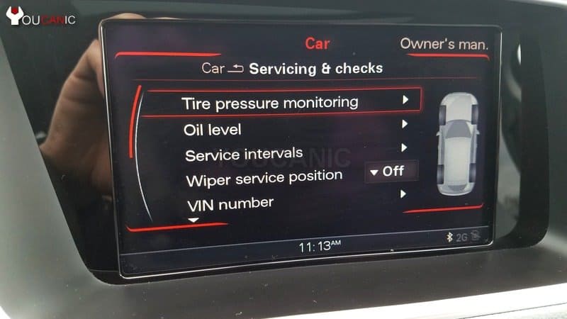 tyre pressure mmi audi