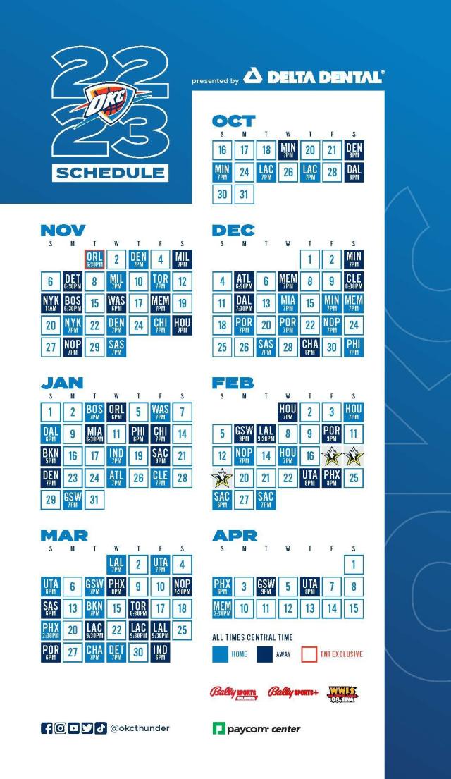 okc thunder basketball schedule