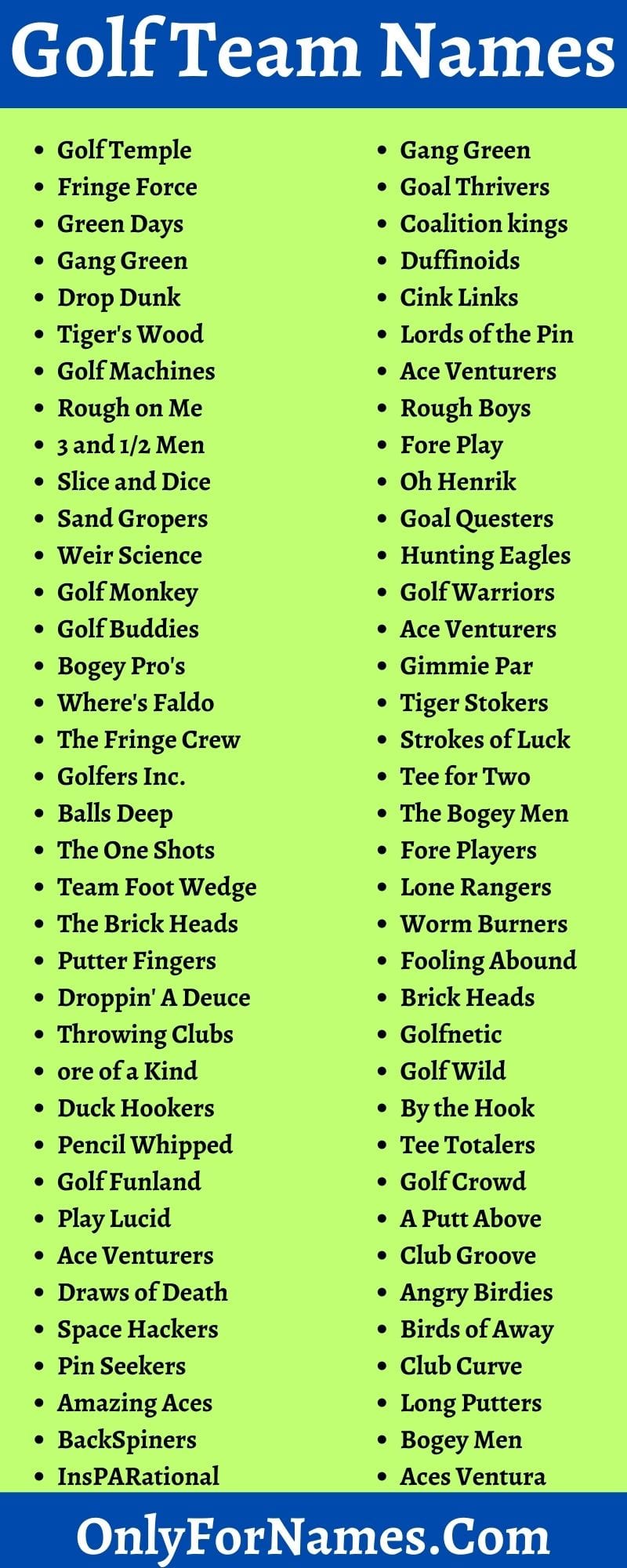 hilarious golf team names