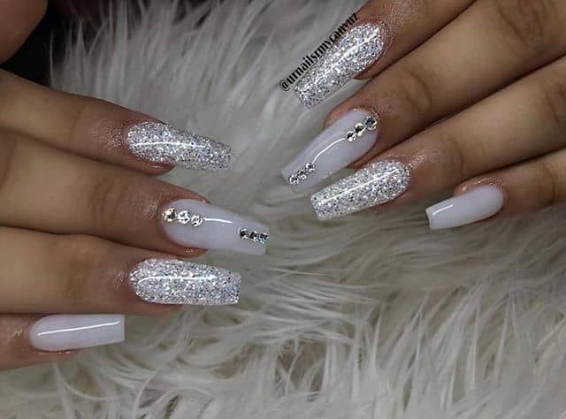 silver acrylic nails