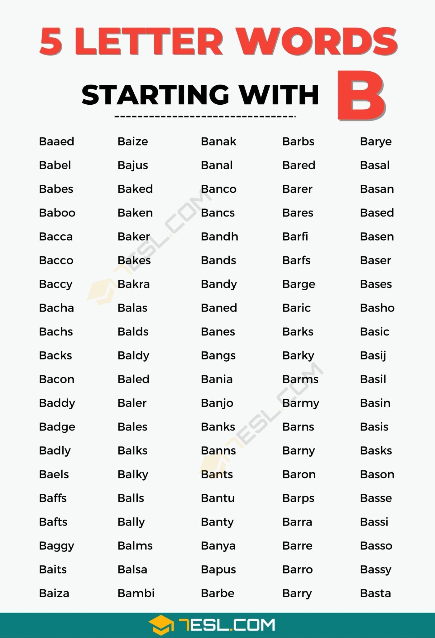 5 letter words that start with bun