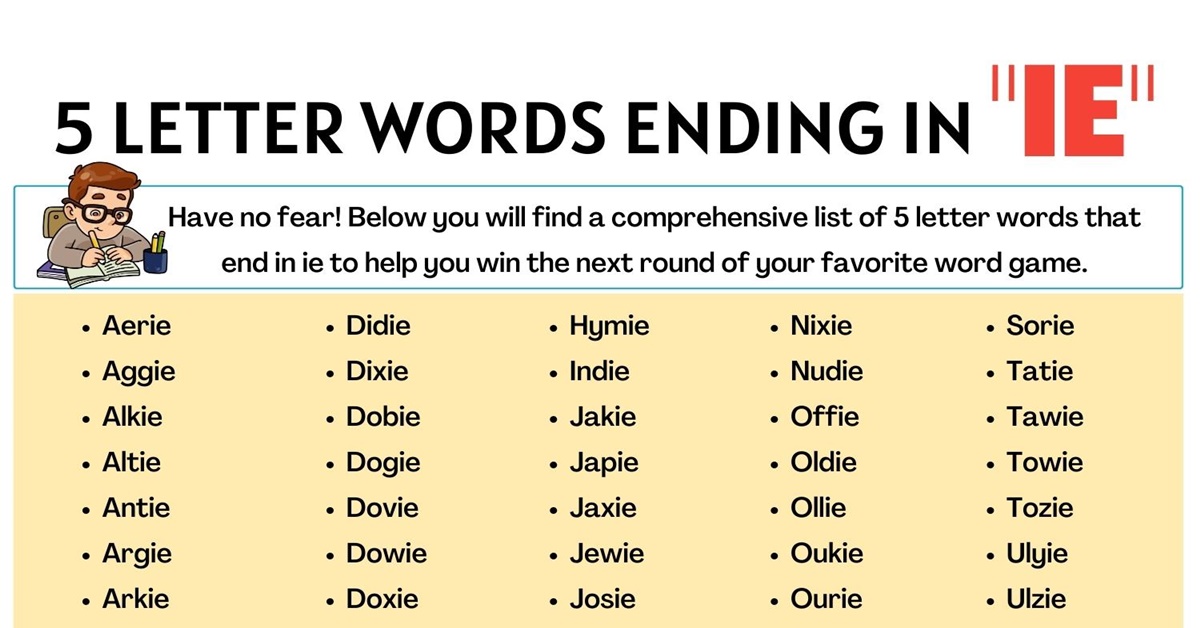 five letter word ending in ie