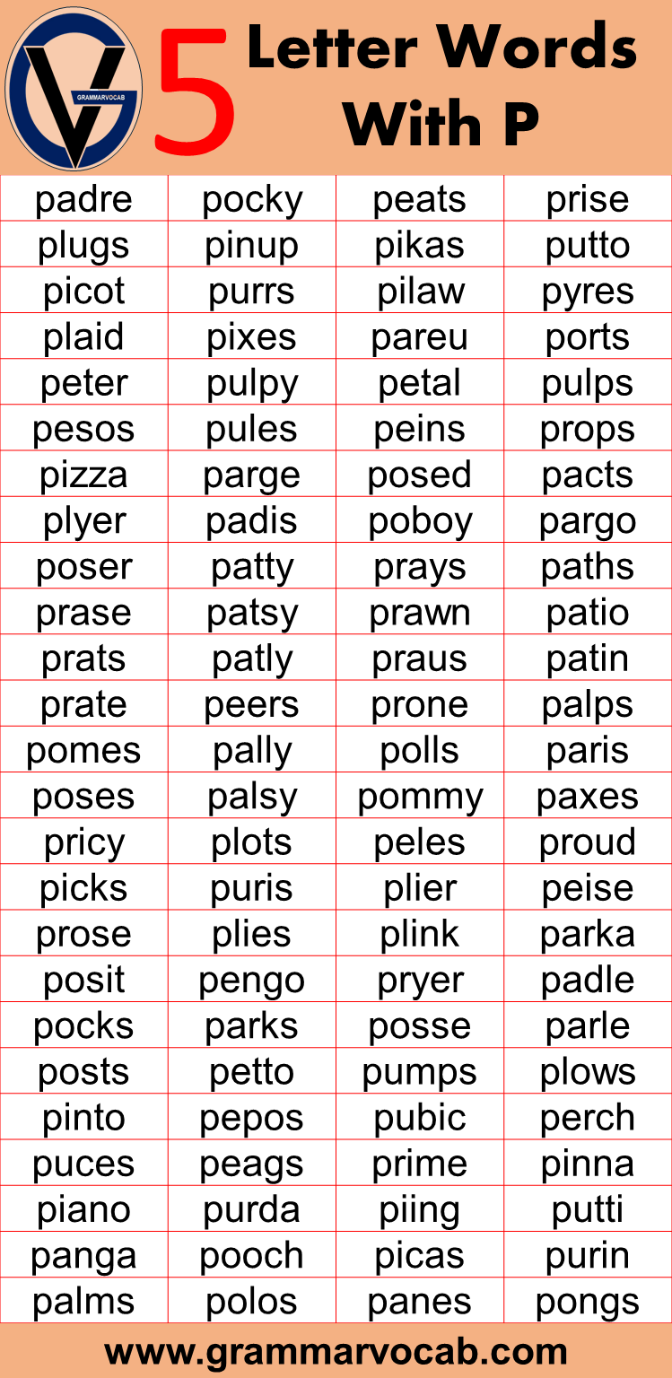 five letter word that starts with p