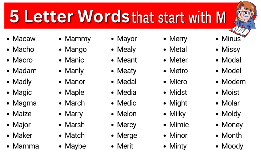 five letter words that start with mea