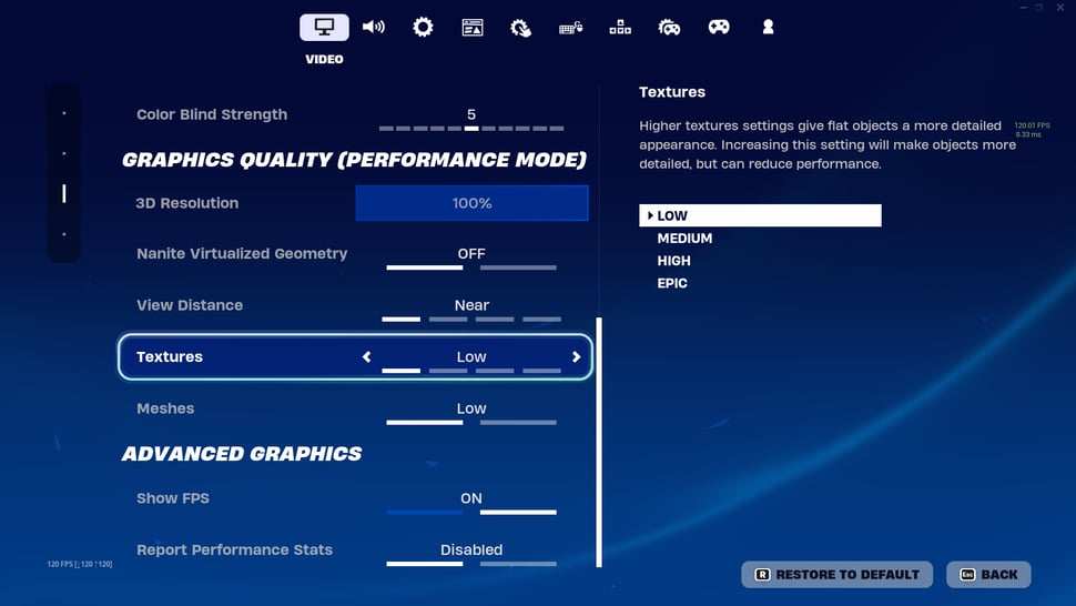 fortnite pros settings