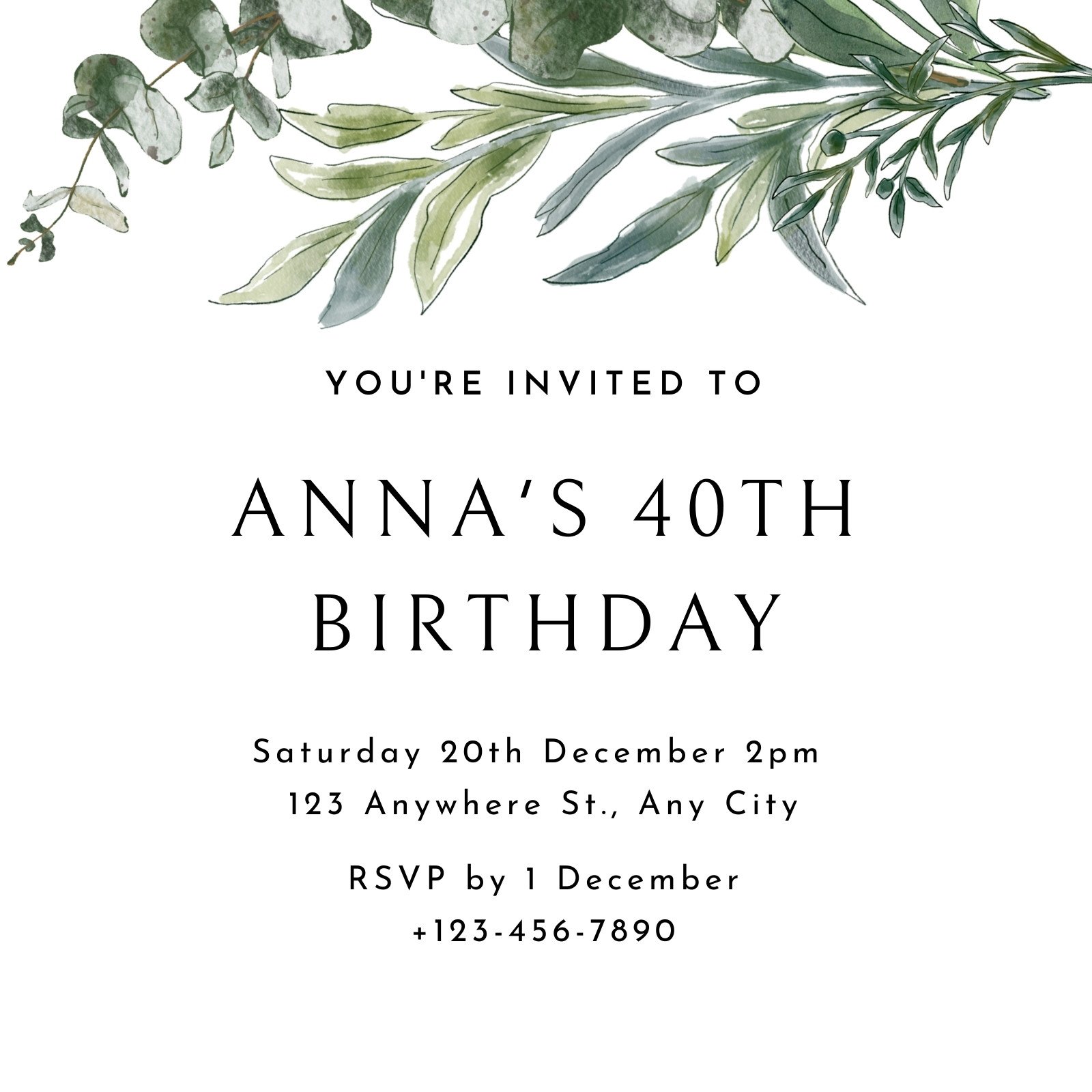 forty birthday invitation