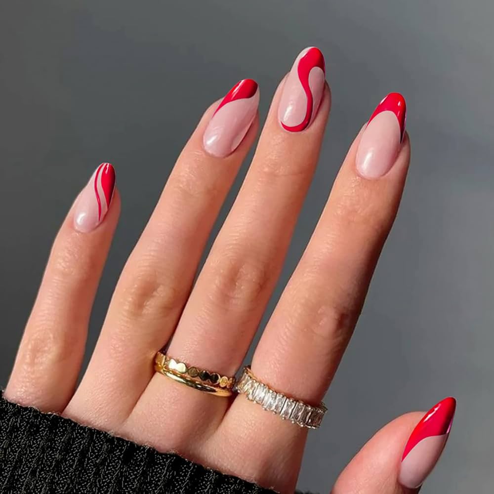 french nails red