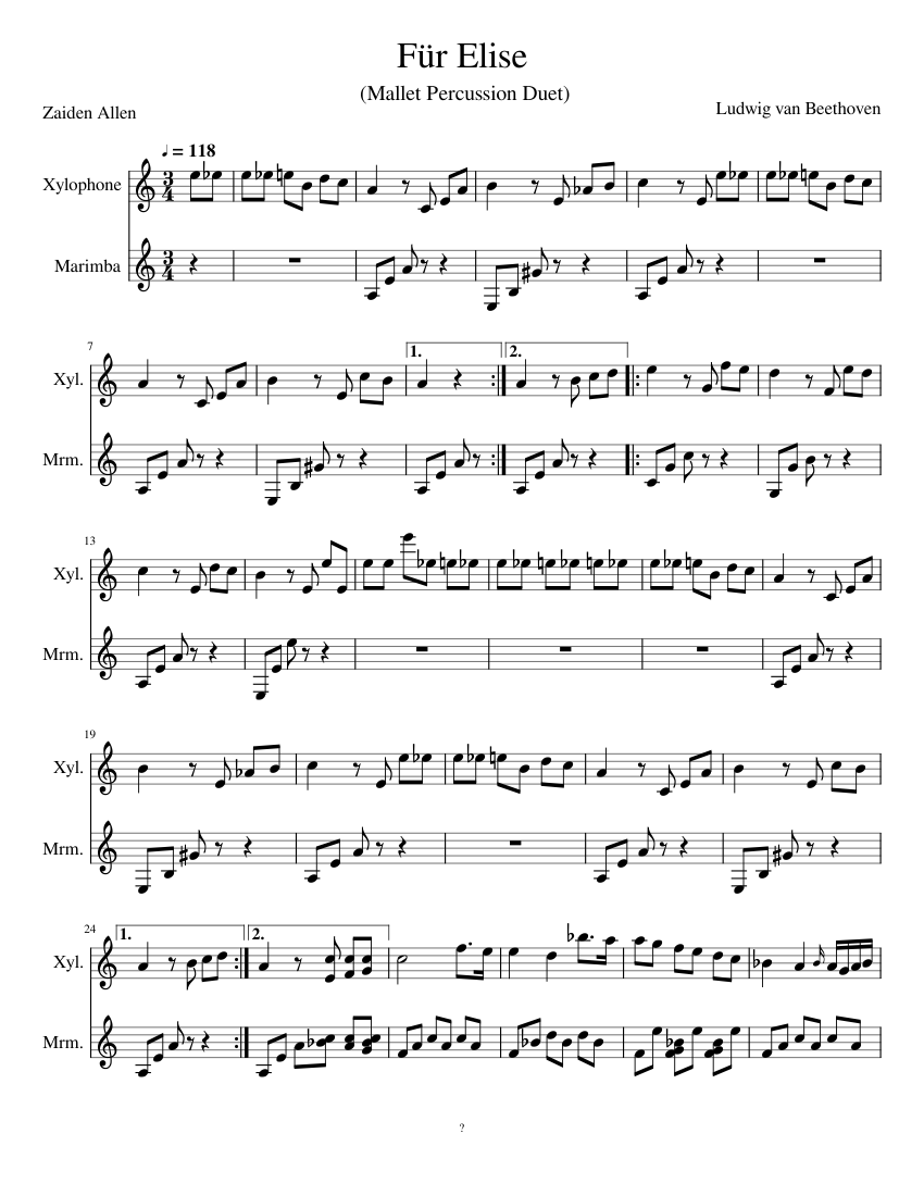 fur elise xylophone notes