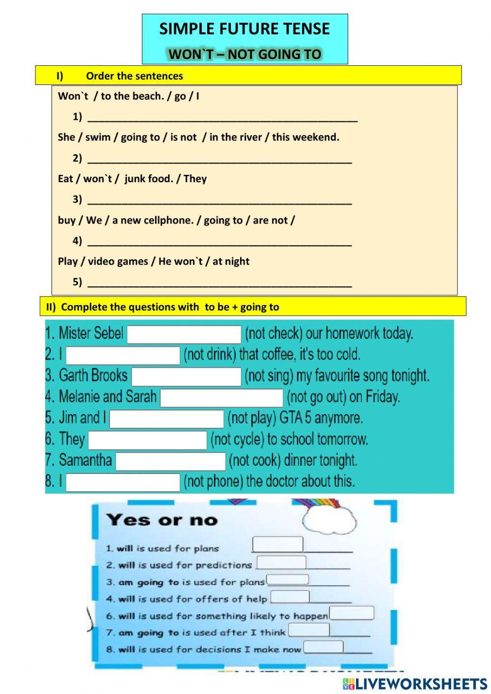 future tense live worksheet