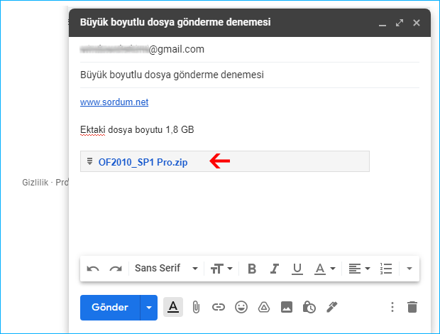 gmail max dosya boyutu