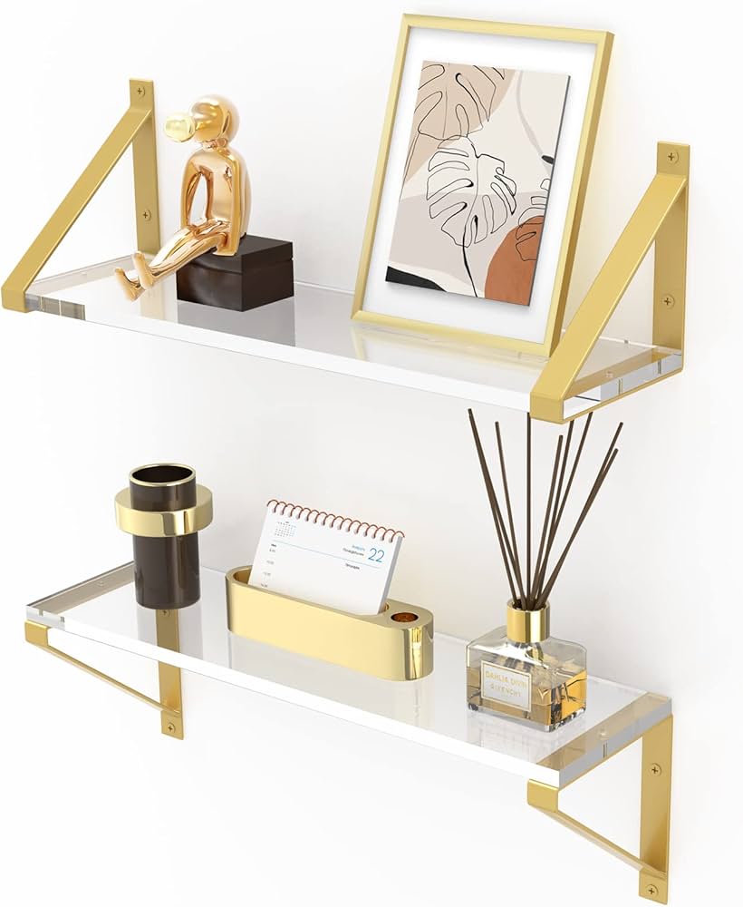 gold floating shelves