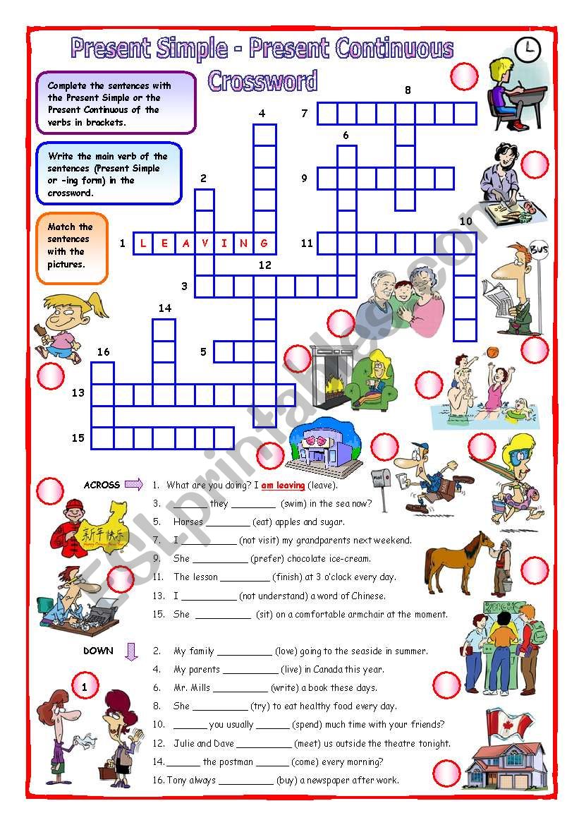 grammar crossword present simple