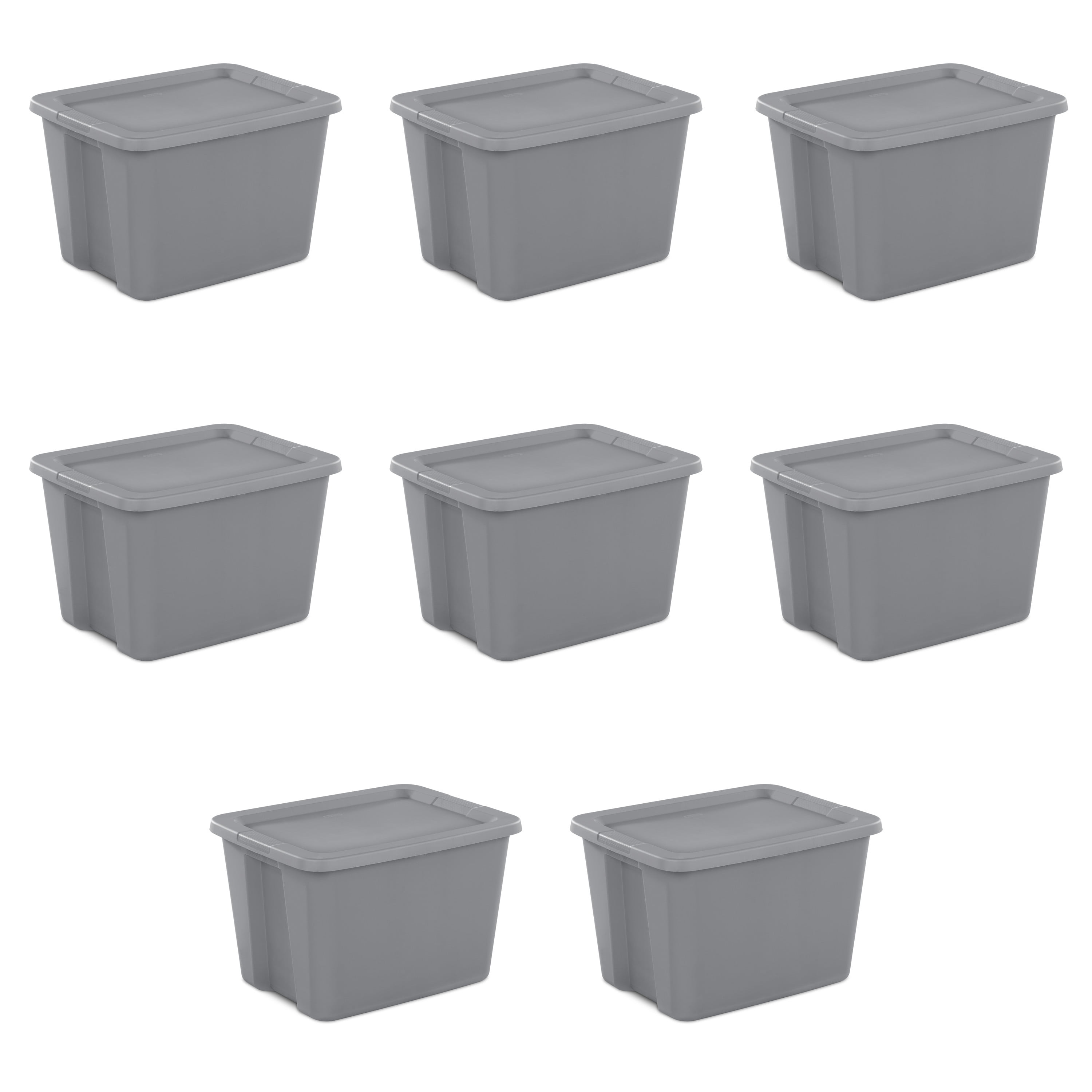 gray plastic bins