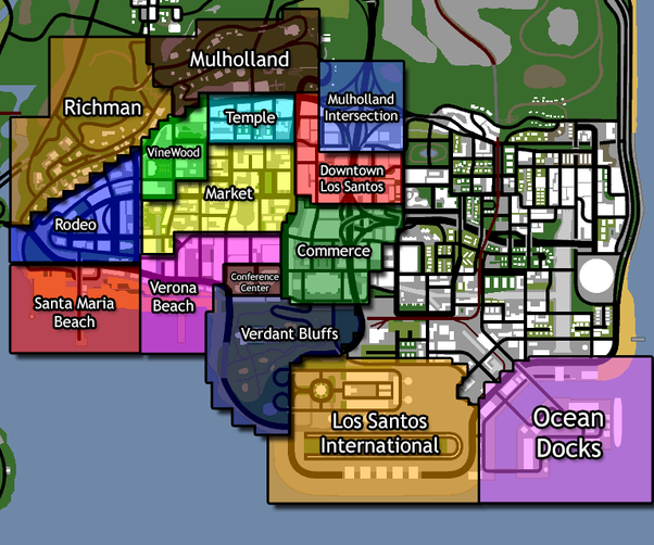 gta sa los santos map