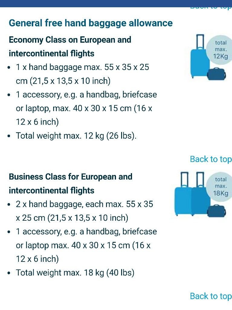 hand luggage dimensions klm