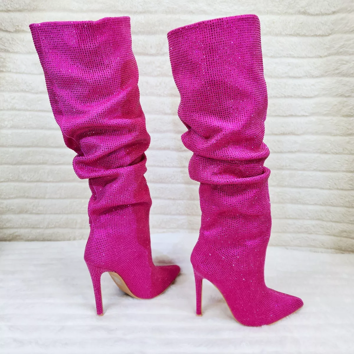 high heels boots pink