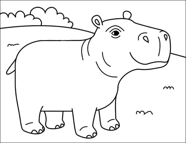 hippo drawings easy