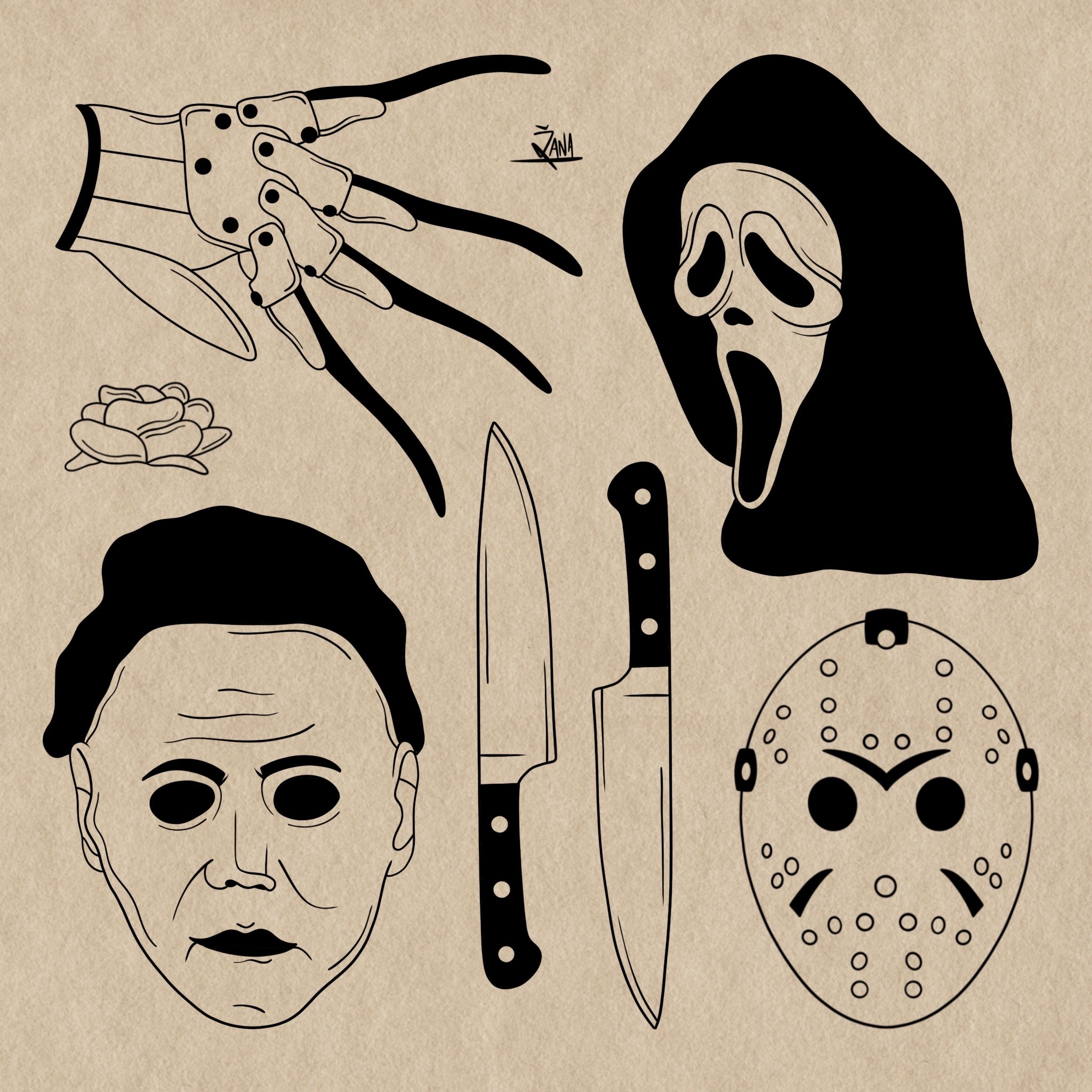 horror movie tattoo flash