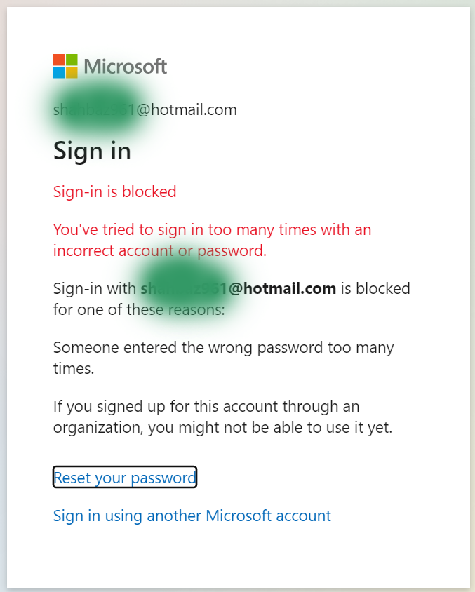 hotmail sign in blocked