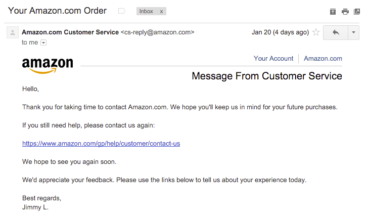 how to email customer service at amazon