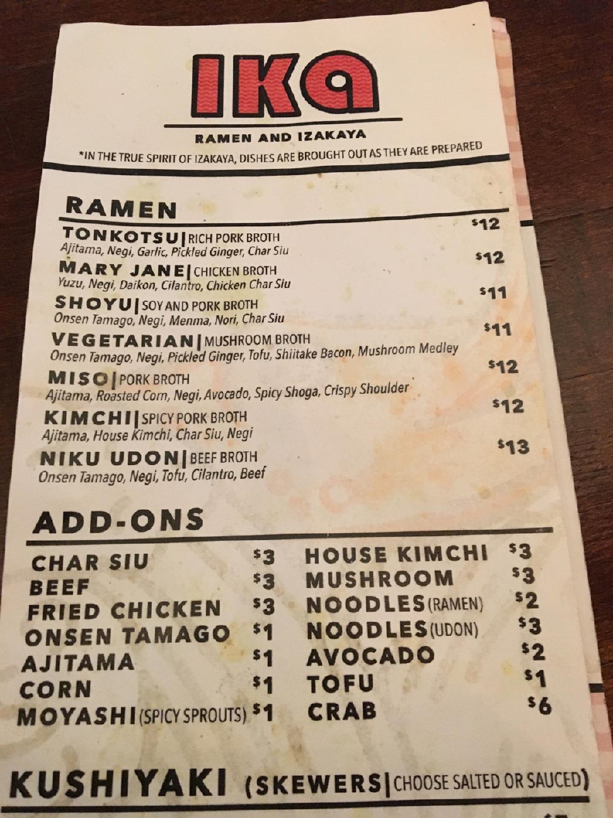 ika ramen menu