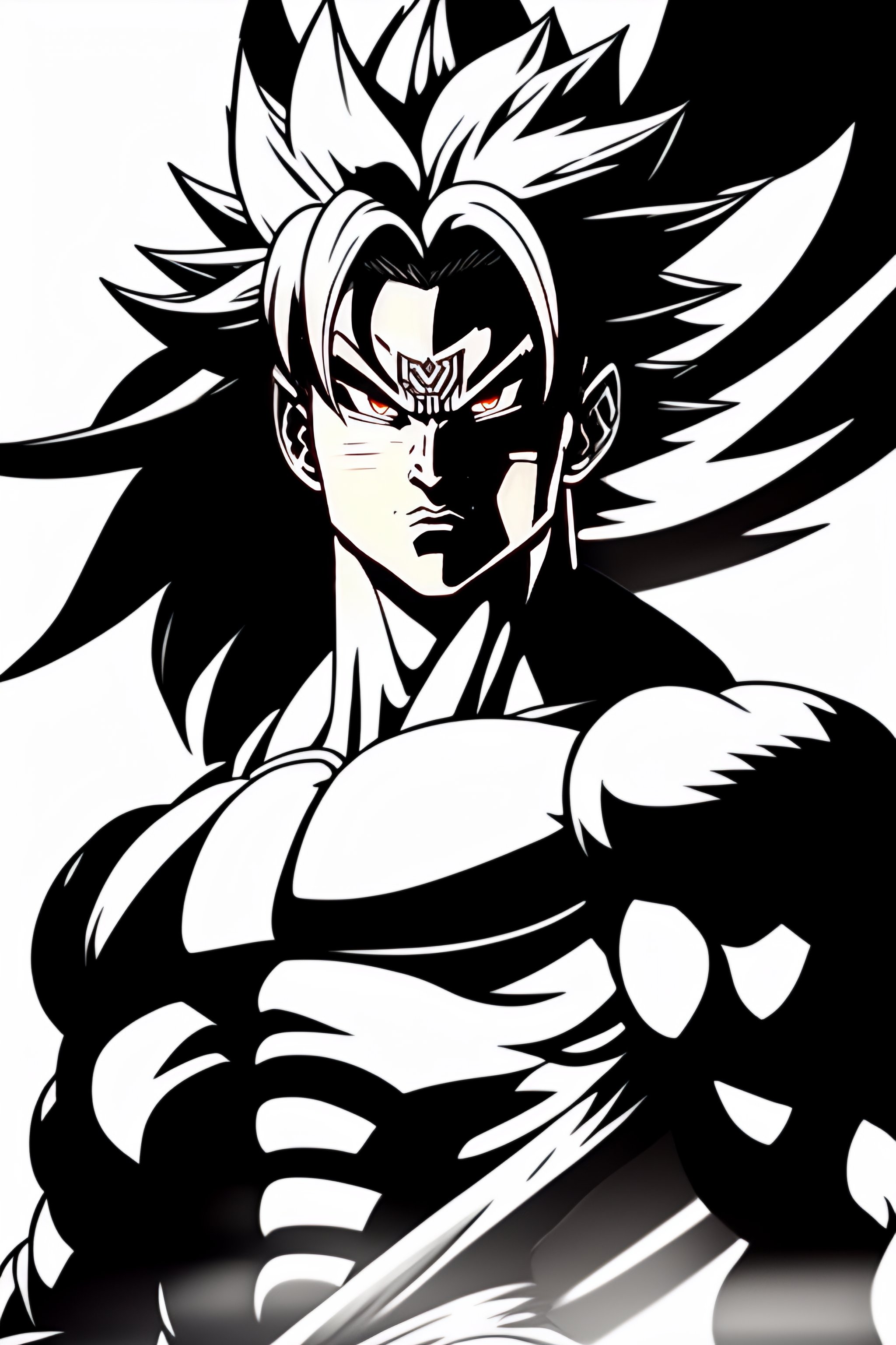 imagen de goku blanco y negro