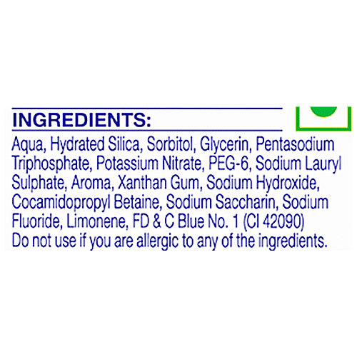 ingredients in sensodyne