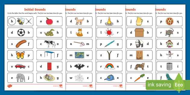 initial letter sounds worksheets