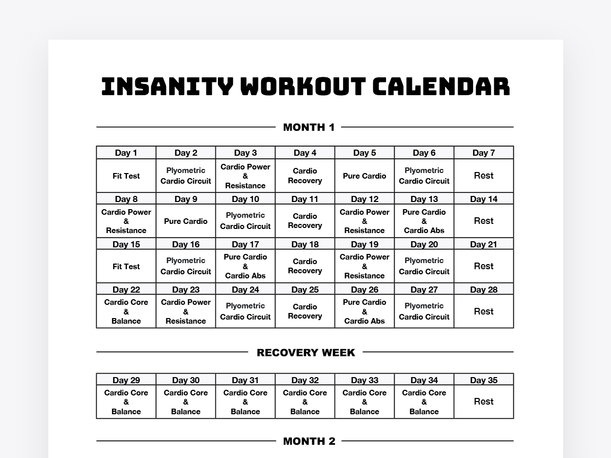 insanity workout free