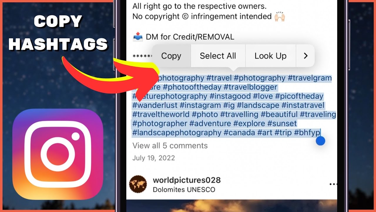 instagram hashtags copy