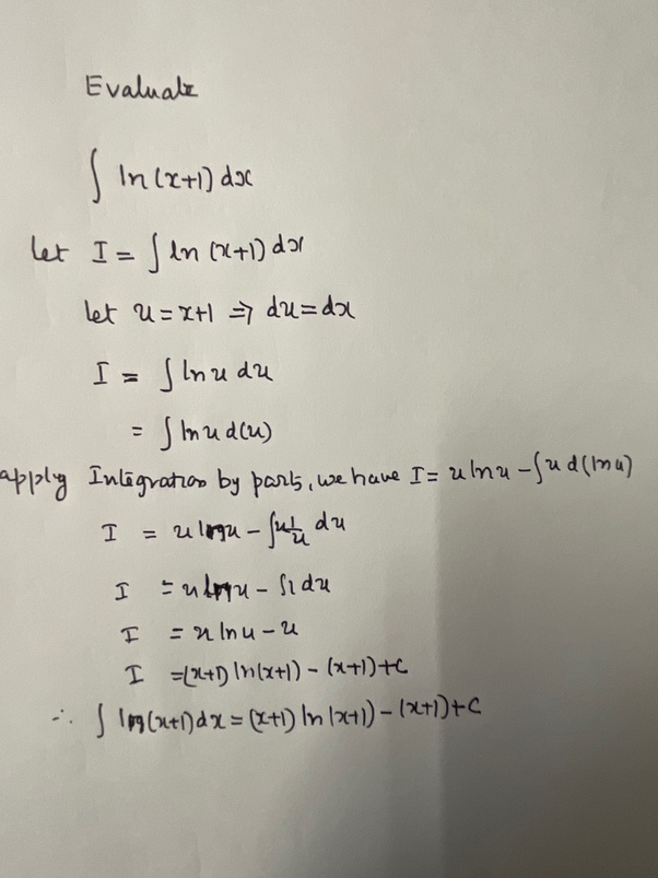 integrating ln x