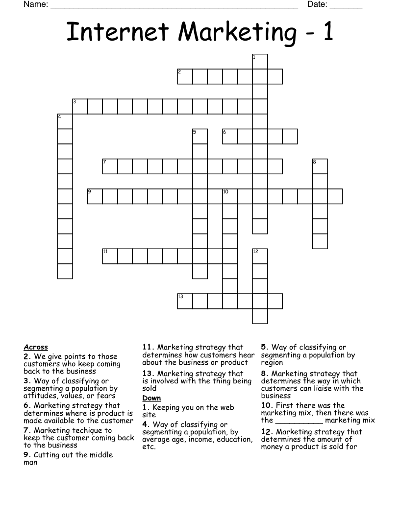 internet business crossword clue
