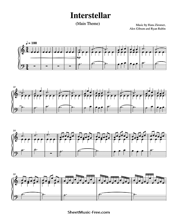 interstellar sheet music