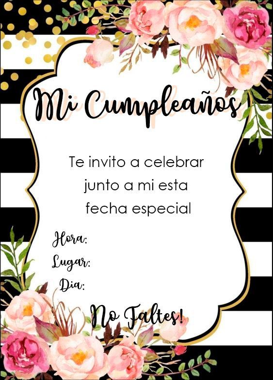 invitacion de cumpleaños mujer para editar