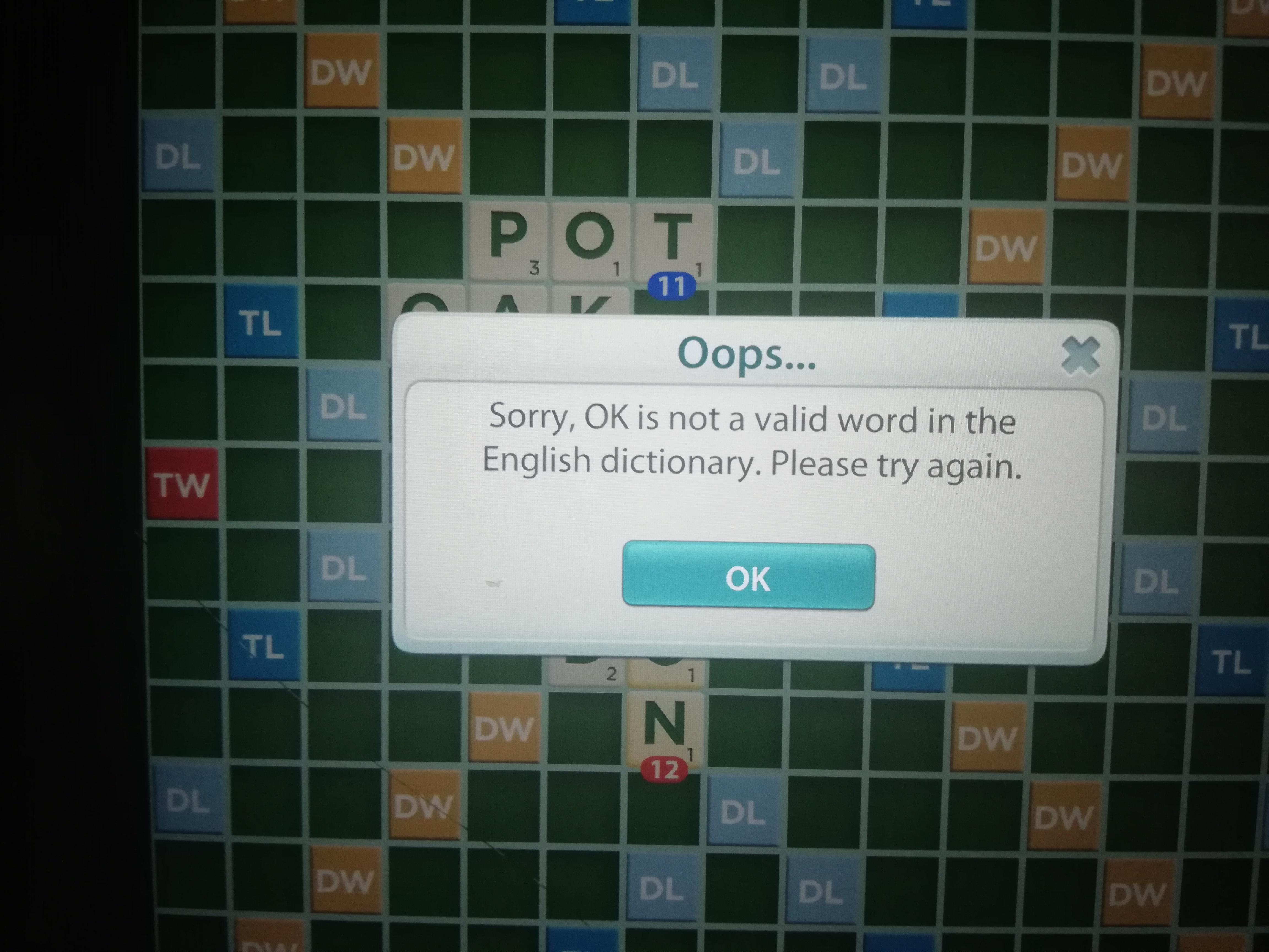 is op a valid scrabble word