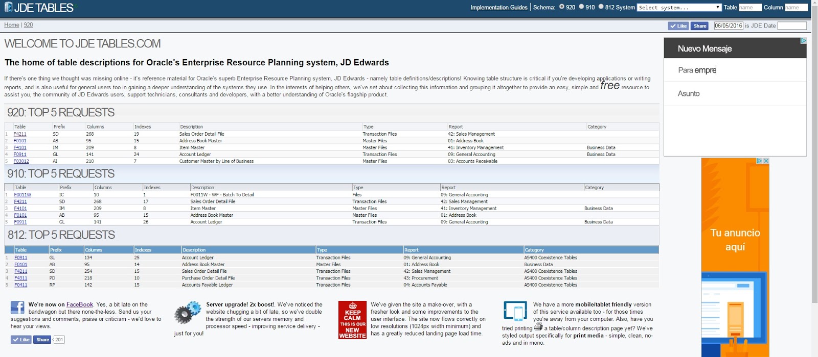 jd edwards tables