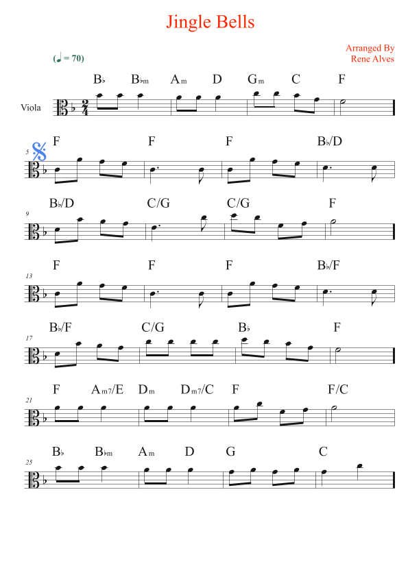 jingle bells notes for viola