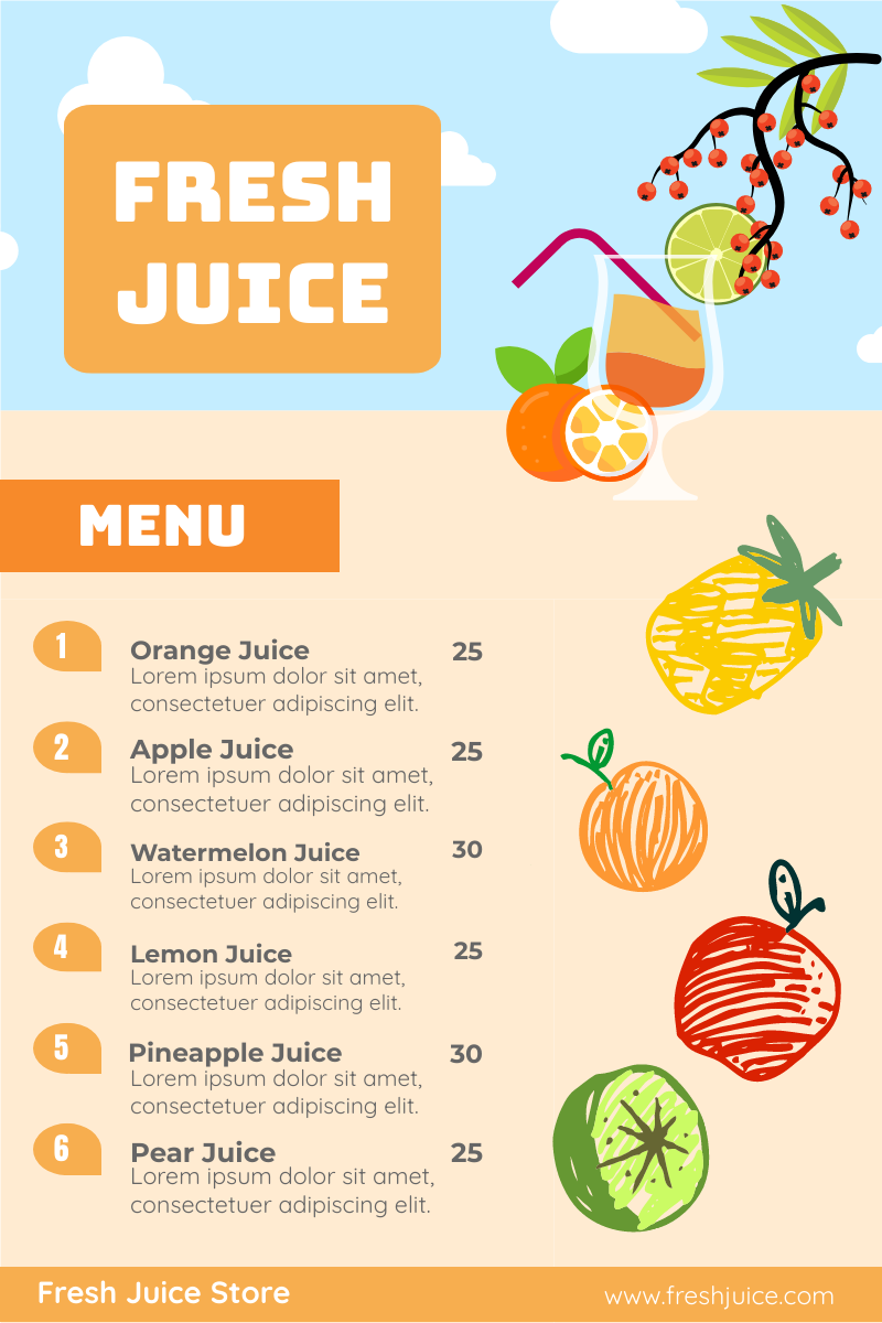 juice menu template