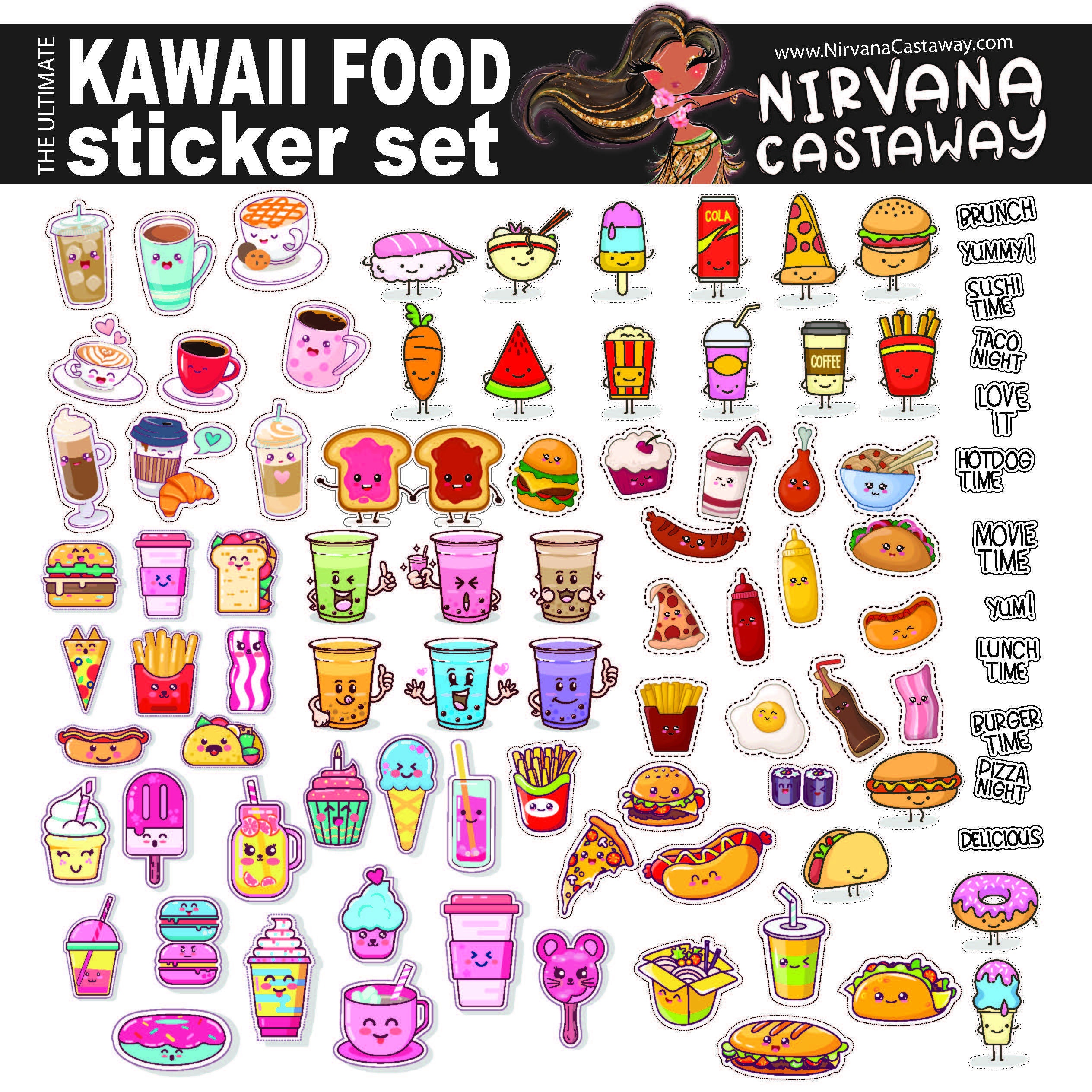 kawaii food stickers