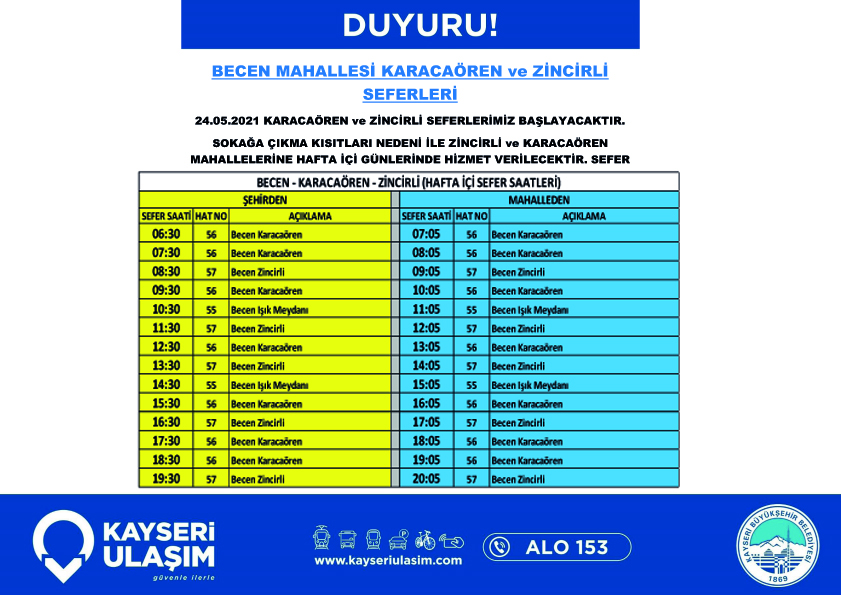 kayseri otobüs saatleri